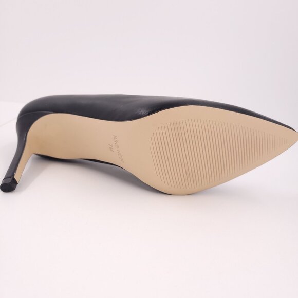 Nine West EZRA Black Leather Heels Stiletto Slip-On Pointy Toe - Picture 7 of 16